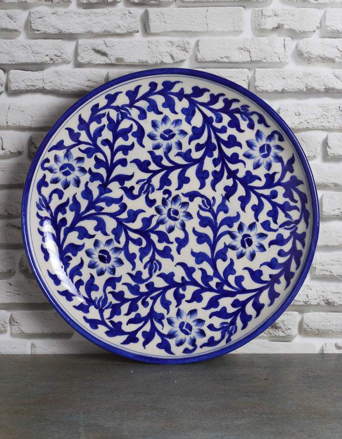 Classic cobalt wall plate with floral design