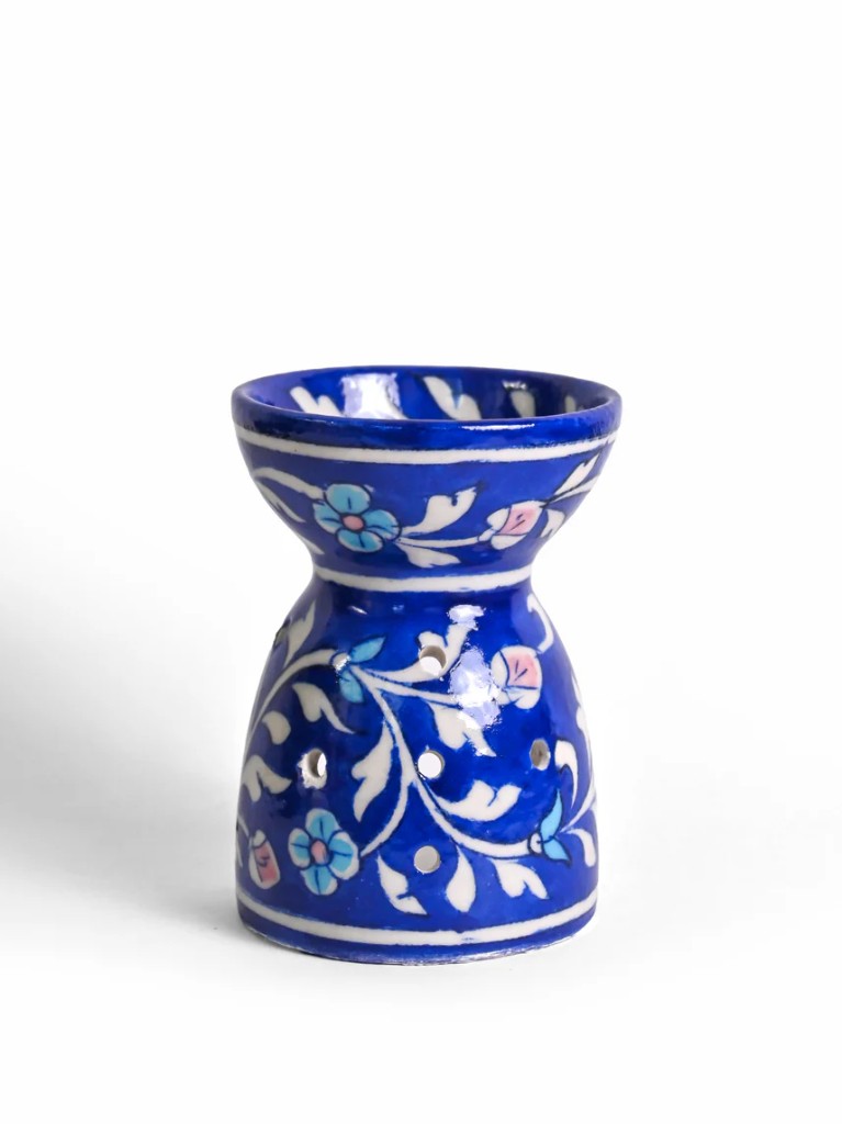 Blue pottery oil burner
