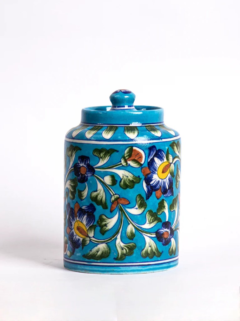 Turquoise handcrafted jar