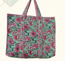 Quilted Tote Bag with Zip