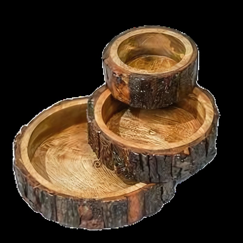 Wooden Serving Tray Set of 3