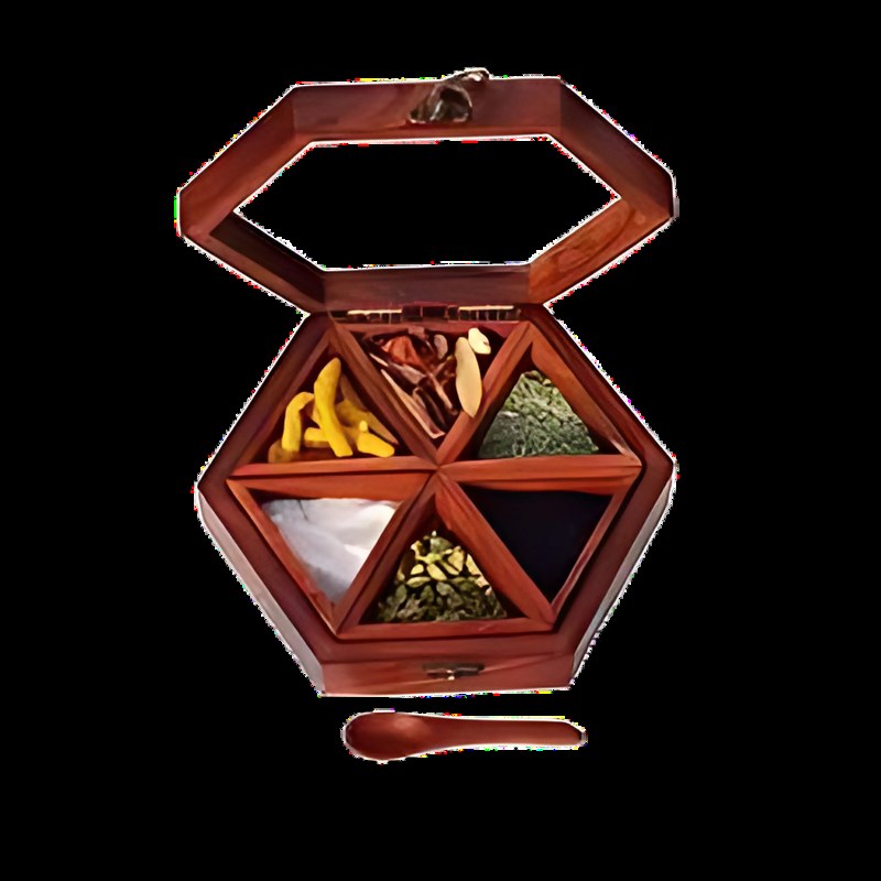 Wooden Spice Box Set with Spoon