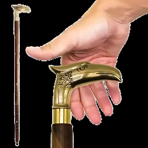 Wooden Walking Stick With Brass Eagle Handle