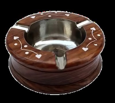 Wooden Ashtray With Cigarette Holder